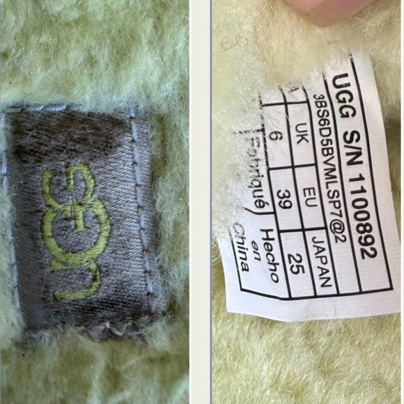 UGG Cozette Slipper Yellow Fuzzy Sheepskin Women Size 8 Slipper EUC - Picture 6 of 11